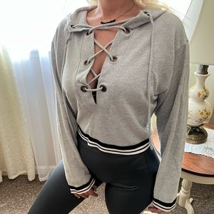 Fashion Nova Cropped Hoodie in Athletic Grey